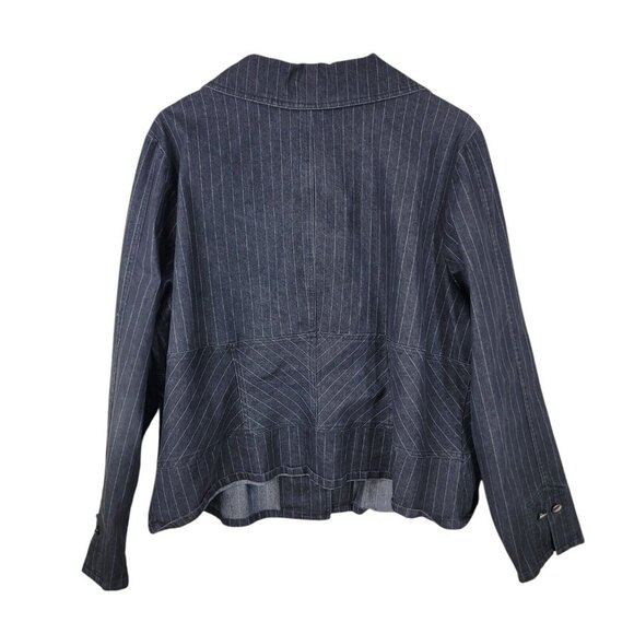 Venezia Denim Jean Jacket Plus size 22 coat Stretch Pinstripe 22W Vintage Y2K - Picture 4 of 5